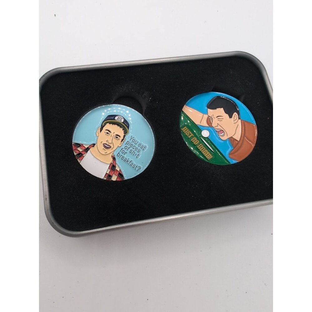 Happy Gilmore 2 Golf Ball Markers W Magnetic Hat Clip Funny!